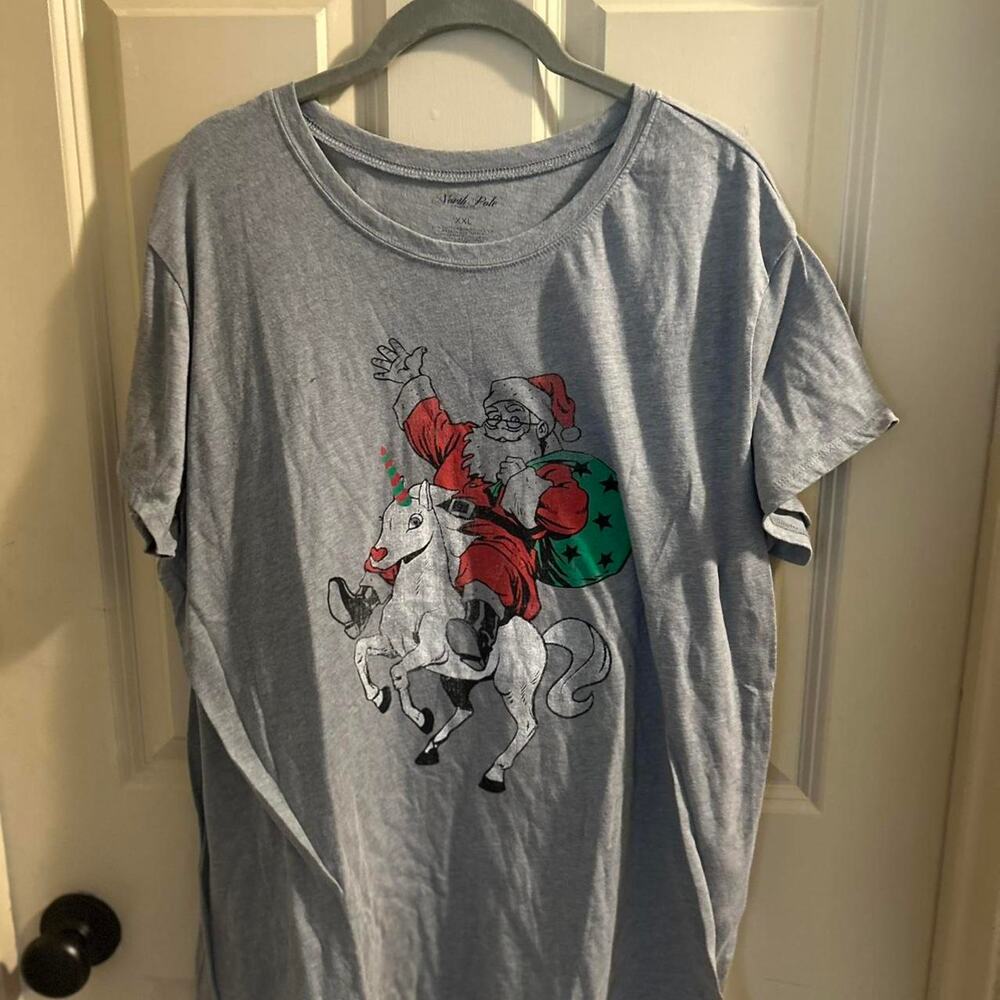 Grey santa claus and unicorn